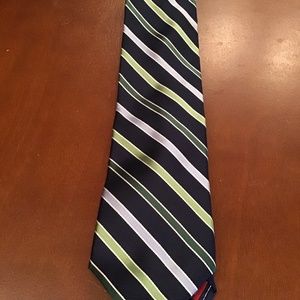 Chaps Blue and Green Striped Tie ~ 100% Silk